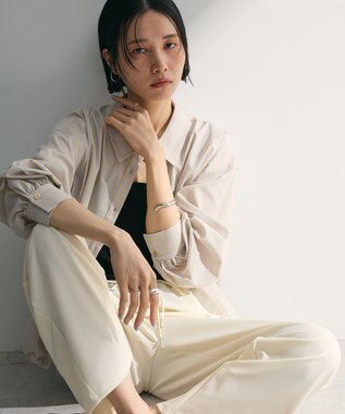 Green Parks イージーケア裾ドロストシャツ Beige