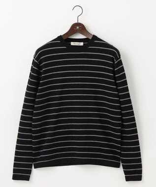 JOSEPH ABBOUD MOUNTAIN 【WEB限定・SPACE/チクチクしない/イージーケア/3シーズン対応】 SNOWYボーダーニットＴシャツ ブラック系2