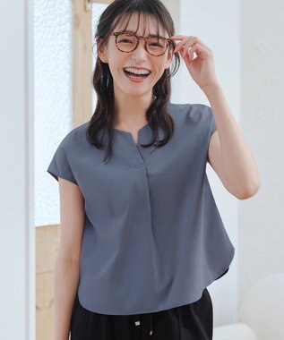 Tiaclasse 【トップス&スカートセット・洗える】ストレッチタフタセットアップ ブルー