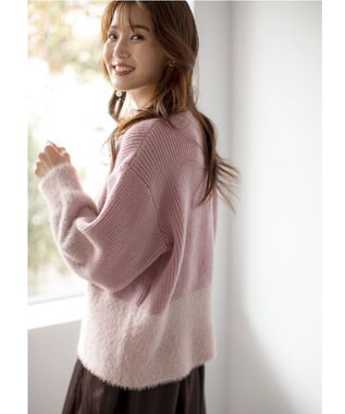 ANY SIS 【洗える】グラデーションフェザー ニット ピンク