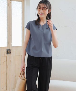 Tiaclasse 【トップス&スカートセット・洗える】ストレッチタフタセットアップ ブルー