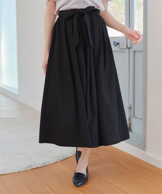 Tiaclasse 【トップス&スカートセット・洗える】ストレッチタフタセットアップ ブラック