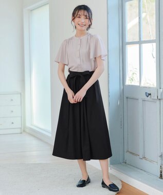 Tiaclasse 【トップス&スカートセット・洗える】ストレッチタフタセットアップ ブラック