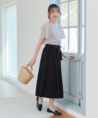 Tiaclasse 【トップス&スカートセット・洗える】ストレッチタフタセットアップ ブラック