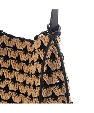 UNBILLION カシュカシュ cachecache / 配色編みワンハンドルトート カゴバッグ ブラック