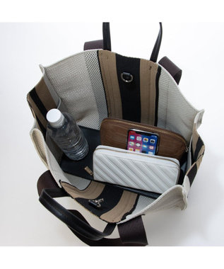 UNBILLION カシュカシュ cachecache / マルチカラーストライプ2wayスクエアトート シー