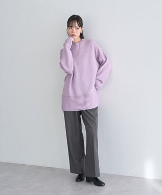 earth music&ecology 【毛玉防止 / 洗濯機洗い可】アンチピリングモックネックバックスリットニット Pink