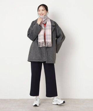 MOONBAT WEB限定【洗える】ミエル (miel) カシミヤ100％ チェックマフラー ライトグレー