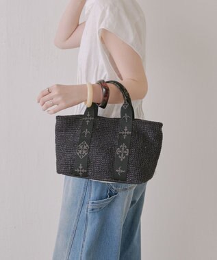 russet ナイロンラフィアデイリーミニトートバッグ(CE-1712) Black