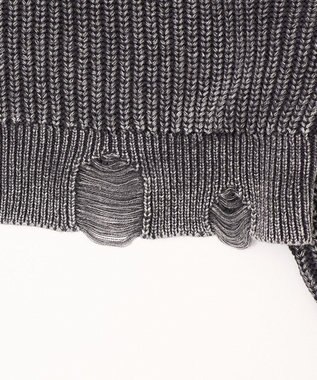 WEGO ダメージニットジップパーカー スミクロ