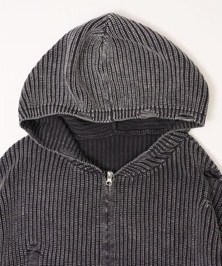 WEGO ダメージニットジップパーカー スミクロ