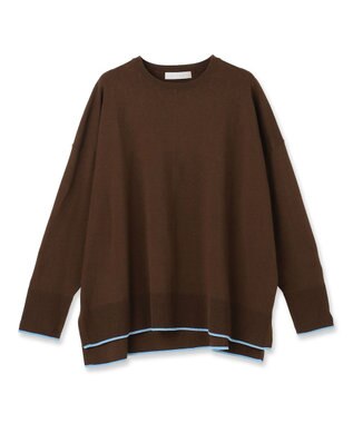 UNFILO マイビューティニット クルーネック ブラウン×サックス
