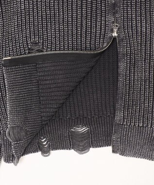 WEGO ダメージニットジップパーカー スミクロ