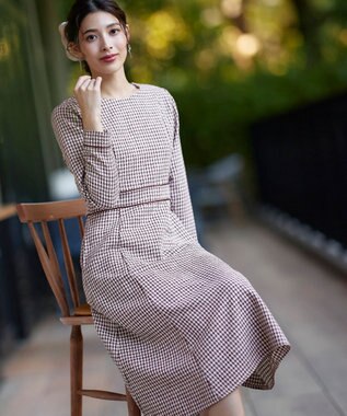 Tiaclasse 【洗える】ツイード配色フレアワンピース ピンク