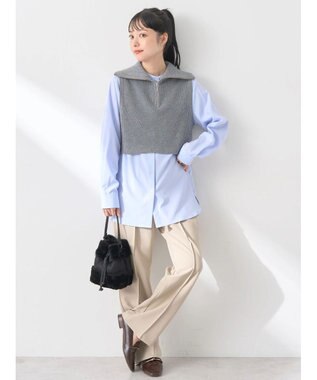 earth music&ecology ＳＥＴ　Ｚｉｐニットベスト＋ブラウス Gray