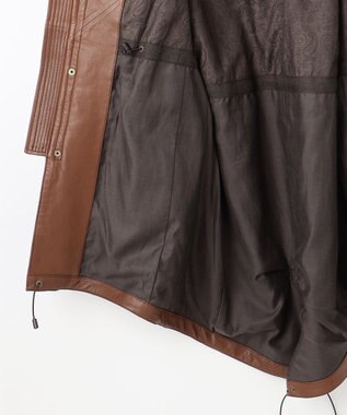 JOSEPH ABBOUD ベジタブルラムスキンレザーコート ダークブラウン系