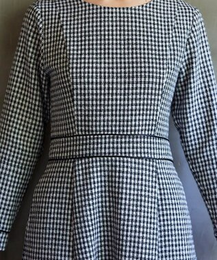 Tiaclasse 【洗える】ツイード配色フレアワンピース ブラック