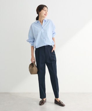 Green Parks イージーケア裾ドロストシャツ Sax