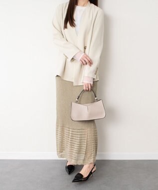 INTER-CHAUSSURES 【LORISTELLA】Vカットレザー２WAYハンドバッグ ライトベージュ