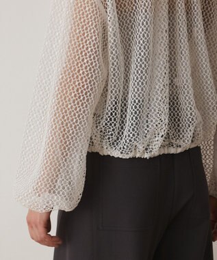 GRACE CONTINENTAL メッシュギャザーブルゾン ホワイト