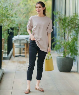 Tiaclasse 【UVケア・接触冷感】“あまラク” ボリュームパフスリーブカットソーチュニック グレージュ