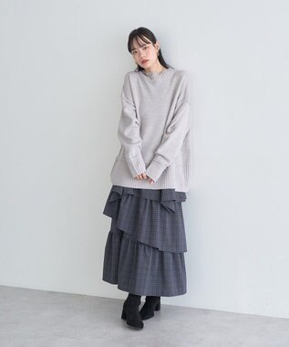 earth music&ecology 【毛玉防止 / 洗濯機洗い可】アンチピリングモックネックバックスリットニット Gray