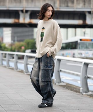 WEGO 【ユニセックス着用ITEM/MLサイズ展開】ジャガードアニマルプルオーバー オフホワイト