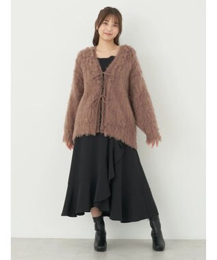 earth music&ecology 起毛リボンニットカーディガン Brown