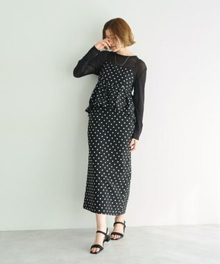 YECCA VECCA ドット柄バルーンキャミワンピース Black