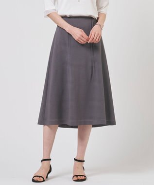 J.PRESS LADIES S シアーブロックチェック フレア スカート グレー系