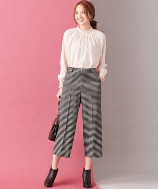 ANY SIS 【保温性あり/洗える】サーモ 2WAYストレッチ ワイドパンツ モノトーンチェック