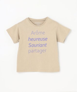 ANY KIDS オーガビッツカラーロゴTシャツ ベージュ×ロゴ(パープル)