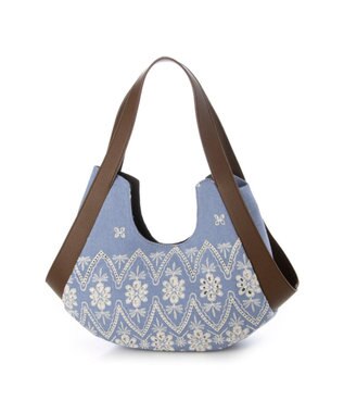 UNBILLION カシュカシュ cachecache / 刺繍生地トートバッグ ライトブルー