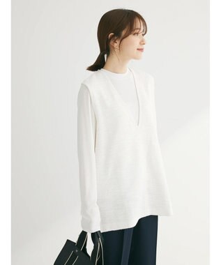 Green Parks ＳＥＴ２点　カットツイードベスト＋プルオーバー Ecru