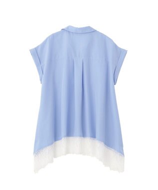 YECCA VECCA 裾レーススキッパーシャツ Blue