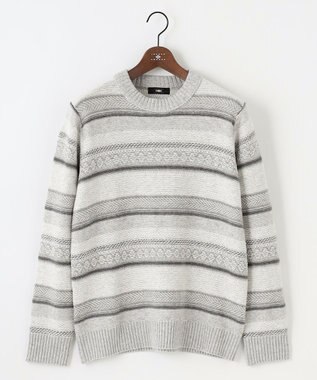 JOSEPH ABBOUD 【インポート素材/軽量】ベビーアルパカ ジャカード セーター ライトグレー系7