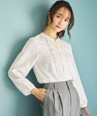 ANY SIS 【洗える】フリルディテール ブラウス オフ