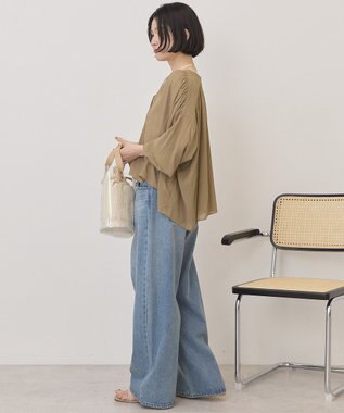 AMERICAN HOLIC スキッパーギャザーブラウス Mocha