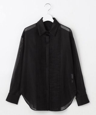 23区 L 【エステータ】コットンオーガンジー ドレスシャツ ブラック系