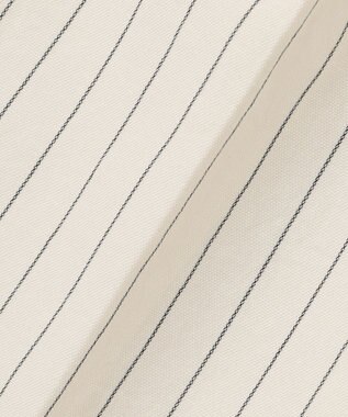 ICB L 【洗える・セットアップ対応】 LooseWeave ストライプ柄テーパードパンツ オフホワイト×ブラック系