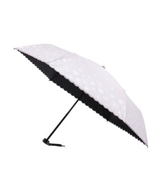 MOONBAT 【遮光率100％/遮熱/UV】LANVIN en Bleu (ランバン オン ブルー)晴雨兼用日傘 フラワーグリッター シルバースカラ刺繍 花柄 折りたたみ傘 簡単開閉 ペールピンク