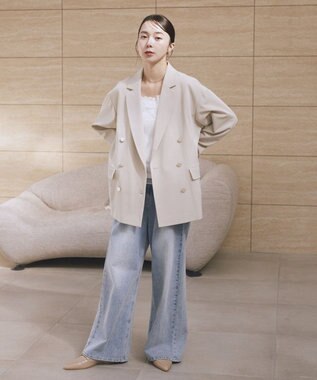 earth music&ecology ダブルジャケット Light Beige