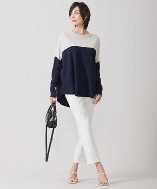 ICB 【洗える】 ヴィスコースワイド プルオーバー トープ×ネイビー系