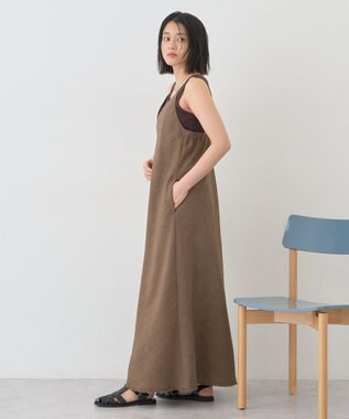 AMERICAN HOLIC リネンライクフリンジキャミワンピース Brown