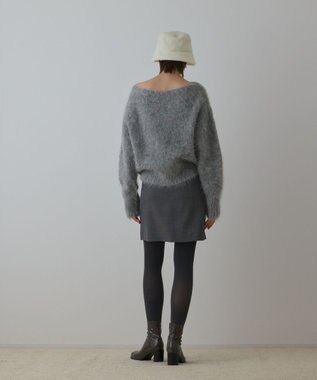 GRACE CONTINENTAL ウールギャバミニスカート グレー