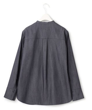 ICB 【洗える】リアクティブソフトデニム バンドカラーシャツ インディゴ系