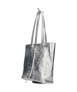 INTER-CHAUSSURES 【ANDREA CARDONE】メタリックレザーミディアムトートバッグ シルバー