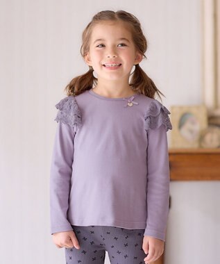 ANY KIDS 袖 レース ガーリー Ｔシャツ ラベンダー