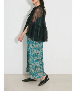 Green Parks リボンチュールデザインブラウス Black