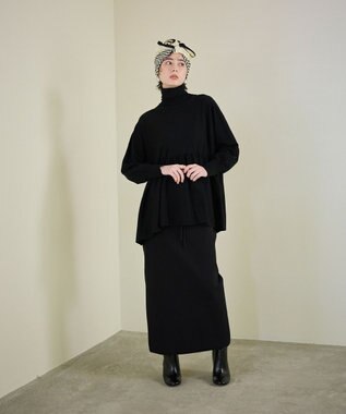 #Newans 【洗える】ペプラムデザインワイドシルエットプルオーバー ブラック